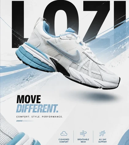 کفش کتانی مردانه و زنانه سفید آبی Nike Cushlon V2K مدل 8938