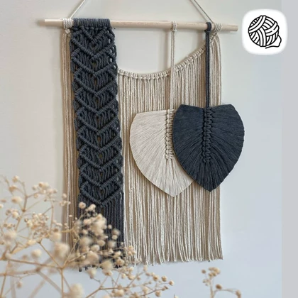 دیوار کوب مکرومه بافی مدل آبشاری 2 برگ کد 02 (عرض 50cm)