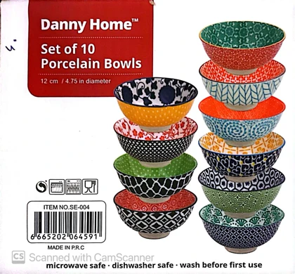 کاسه 10عددی رنگی طرح دار دنی هوم / BA60