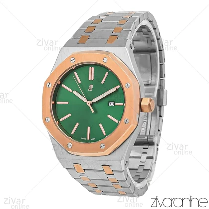 ساعت اودمار پیگه (AP) مردانه نقره ای رزگلد صفحه سبز 106676