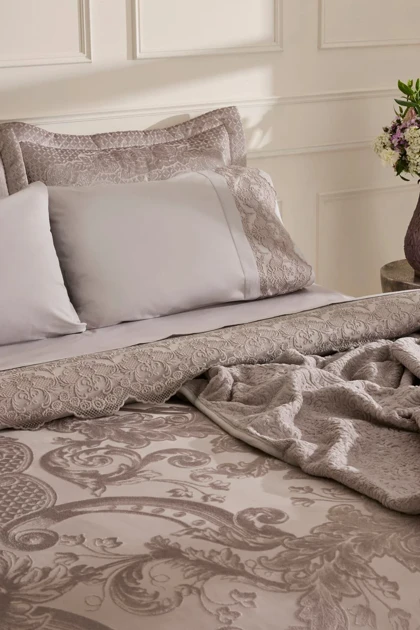 سرویس روتختی دو نفره Karaca Home مدل Valeria Best پنبه پلی‌استر - سنگی
