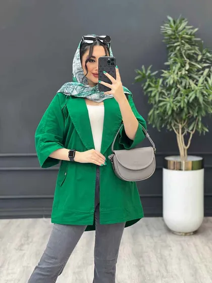 مانتو جلو زیپ آستین پاگن