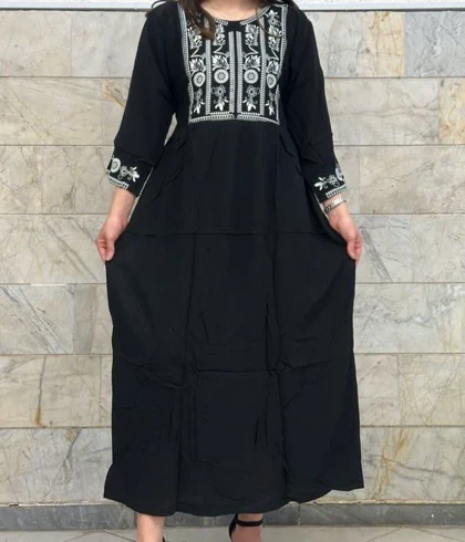 پیراهن نخی زنانه جلو طرحدار چاپی کمربنددار
