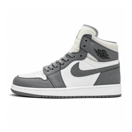 کفش و کتانی مردانه و زنانه ساق‌دار مدل NIKE JORDAN 1 رنگ سفید طوسی کد 2121