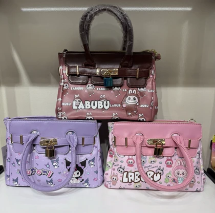 کیف کرومی و لبوبو چرمی دخترانه طرح هرمس - وارداتی برند SANRIO