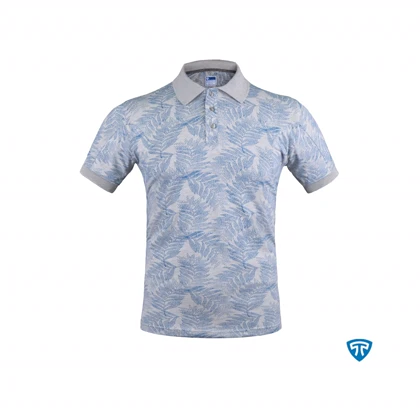 پولوشرت ضدتعریق طرحدار ملانژ برگ آبی