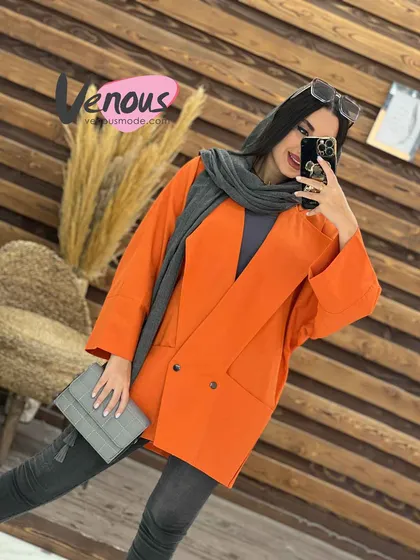 مانتو لینن دودکمه یقه پهن