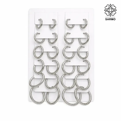 گوشواره استیل حلقه‌ای ساده نقره ای کد 507400008