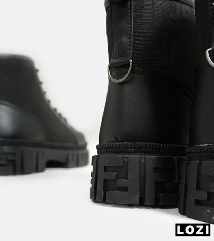 بوت مردانه چرمی مشکی FENDI
