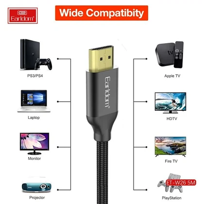 کابل HDMI ارلدام Earldom مدل ET-W26 طول 5 متر 4K