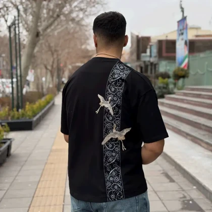 تیشرت یقه گرد گلدوزی ققنوس 166