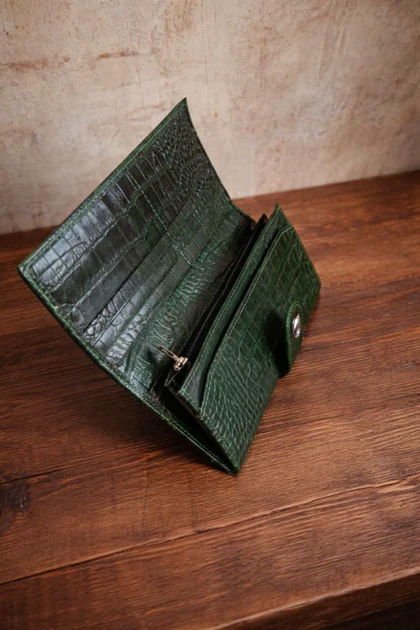 کیف پول چرم طبیعی رنگ سبز g1