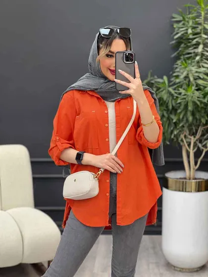 مانتو لینن رنگی بغل چهار دکمه