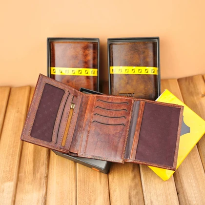 کیف پول مردانه چرم طبیعی دست رنگ