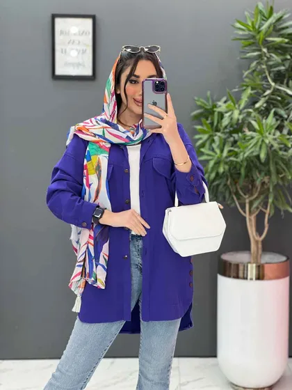 مانتو کتان بغل چهاردکمه