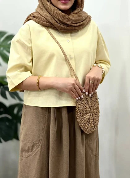 شومیز لینن پنبه‌ایل ماه
