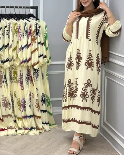 پیراهن بامبوک نخ آلمان طرح دریا 7527