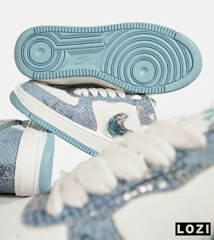 کفش کتانی مردانه و زنانه سفید آبی NIKE dunk low steam puppet مدل 7276