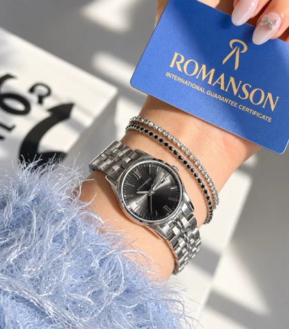 ساعت زنانه صفحه دودی برند ROMANSON موتورژاپنی با کارت ضمانت 12ماهه تصویر دوم ا