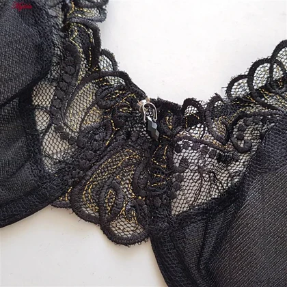 ست شورت و سوتین زنانه فیتن مدل فنردار گیپور طرح دار مشکی کد 4952-7