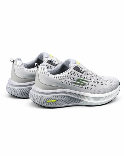 کفش کتانی بزرگ پا اسکیچرز رانینگ زیره بست طوسی روشن SKECHERS