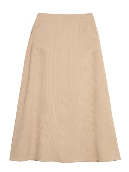 دامن زنانه مخمل کله قندی میدی جیب‌دار 20108