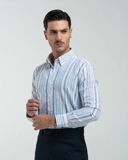 ام کی کالکشن پیراهن آستین بلند mk-3359-blue