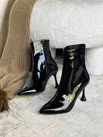 نیم بوت ورنی بغل زیپ