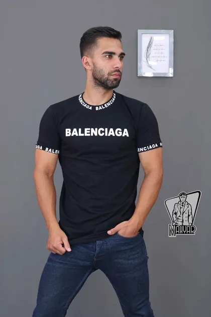 تیشرت مشکی یقه چاپ BALENCIAGA