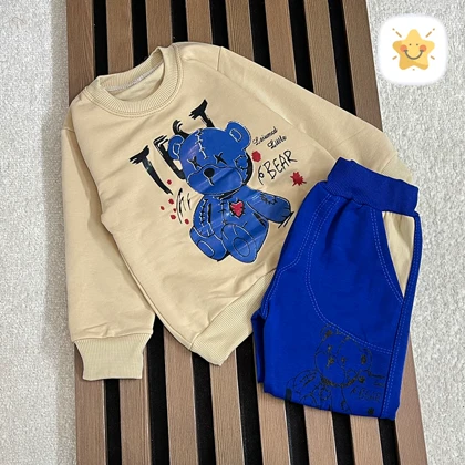 بلوز شلوار اسپرت ( دخترانه و پسرانه ) اقتصادی کد 18 خرسی مناسب 1 تا 8 سال