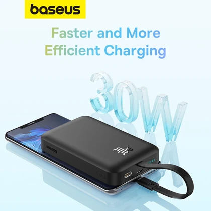 پاوربانک 10000 وایرلس 15 وات، تایپ‌سی 30 وات بیسوس Baseus PPCXM10T P1002210B113-00 با کابل تایپ‌سی