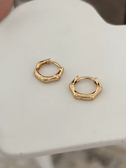 گوشواره حلقه‌ای چندضلعی ظریف کد 1085