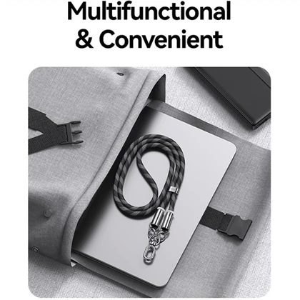 کابل دوسر تایپ سی و بند آویز موبایل یوسامز SJ745 توان 60 وات 1.2 متر