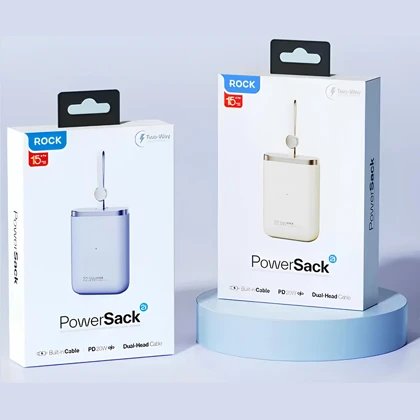 پاور بانک 10000راک RWC-8888 توان 22.5 وات با کابل