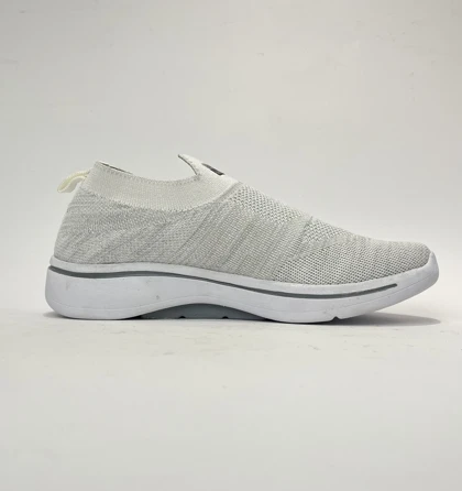 کفش راحتی اسکچرز جورابی بدون بند طوسی روشن