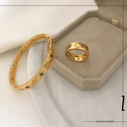 دستبند ونکلیف نگین رنگی