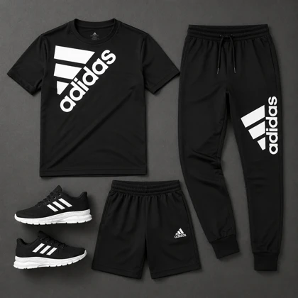 پکیج ست سه تیکه Adidas مردانه مدل Tenesi + کفش ورزشی مردانه مدل Alshen