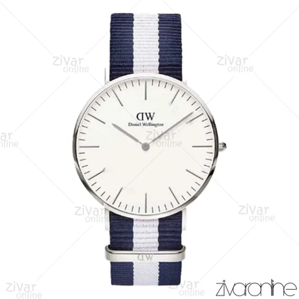 ساعت دنیل ولینگتون مردانه قاب سیلور بند پارچه ای دو رنگ 103250