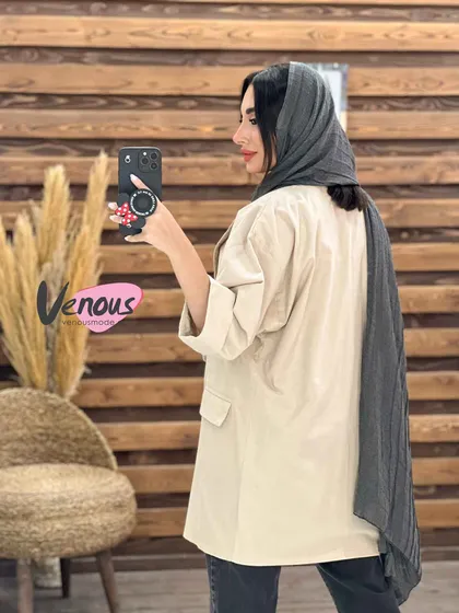 مانتو کتی چهاردکمه یقه پهن