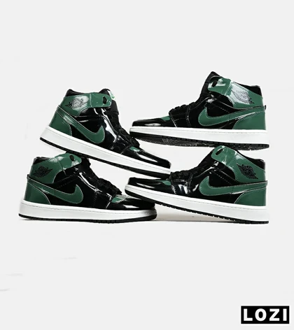کفش کتانی ساق‌دار مردانه و زنانه مشکی سبز NIKE jordan 1