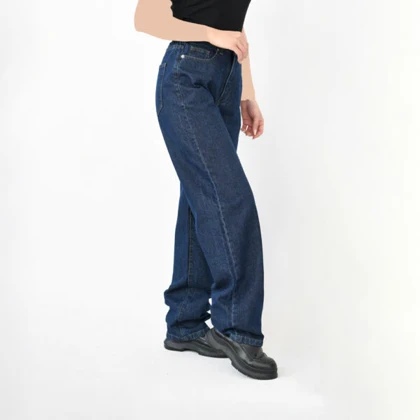 شلوار نیم بگ آبی تیره کد 985