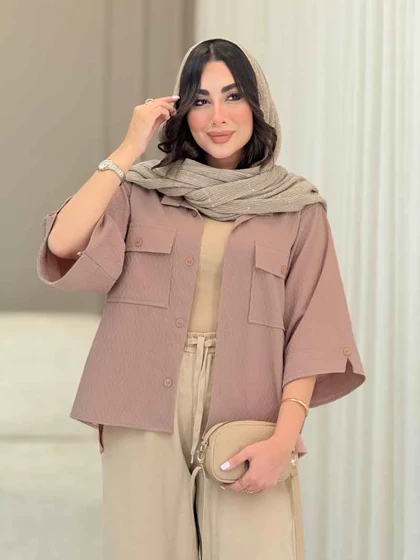 شومیز آستین دکمه چاک‌دار