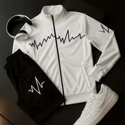 ست سویشرت شلوار مردانه سفید مدل EKO