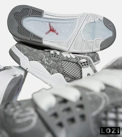 کفش کتانی ساق‌دار مردانه و زنانه طوسی Jordan 4 x Kaws