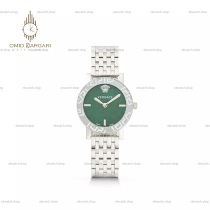 ساعت مچی ورساچه دورحکاکی بند سیلور صفحه سبز Versace
