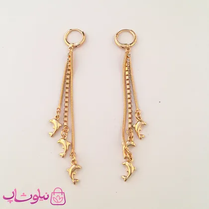 گوشواره زنانه آویز بلند ژوپینگ طرح دلفین