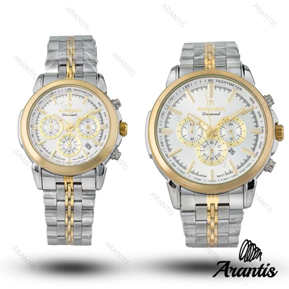 ساعت ست رومانسون diamond طلایی نقره ای صفحه سفید s-10214