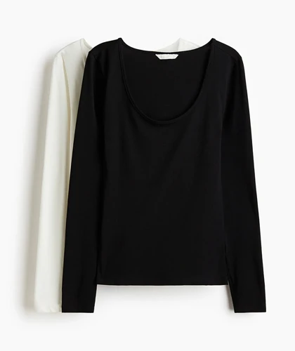 بلوز ساده آستین بلند یقه گرد H&M275