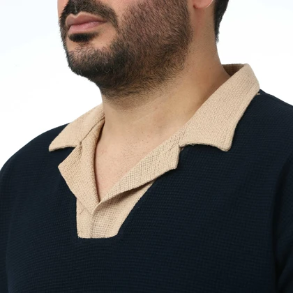 پولوشرت آستین کوتاه یقه شکاری مردانه سیزر مدل 15611241