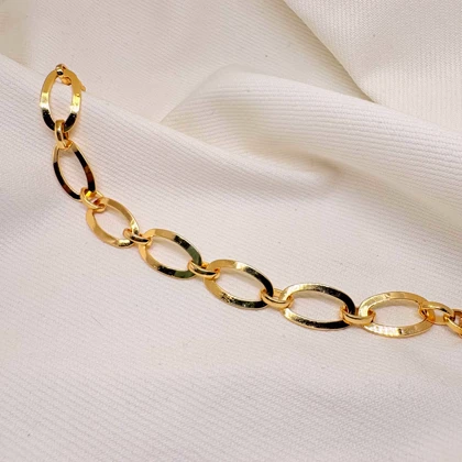 دستبند برند شین مدل «بیضی آینه‌ای» | با آبکاری طلای 24 عیار